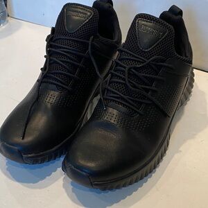 Men’s Black Faux Leather Non-Slip Work Shoes or Walking Sneakers